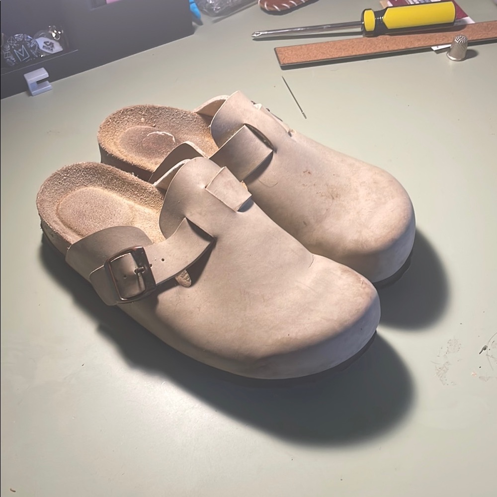 Birkenstock Cream Loafers Slip-Ons with Contoured Footbed